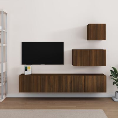 vidaXL Ensemble de meubles TV 4 pcs Chêne marron Bois d'ingénierie