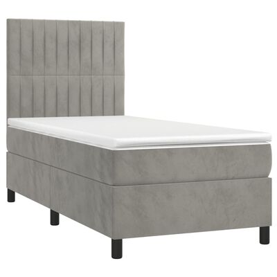 vidaXL Sommier à lattes de lit et matelas Gris clair 90x200 cm Velours