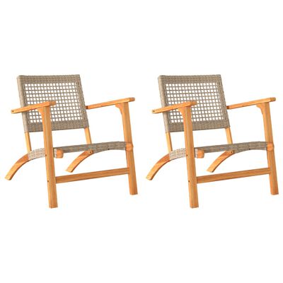 vidaXL Chaises de jardin lot de 2 beige résine tressée bois d’acacia