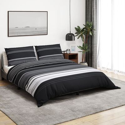 vidaXL Ensemble de housse de couette noir et blanc 220x240 cm Coton