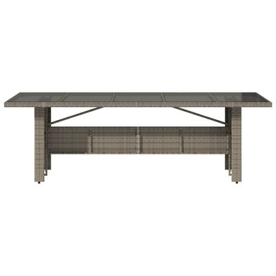 vidaXL Table de jardin dessus en verre Gris 240x90x75cm Résine tressée