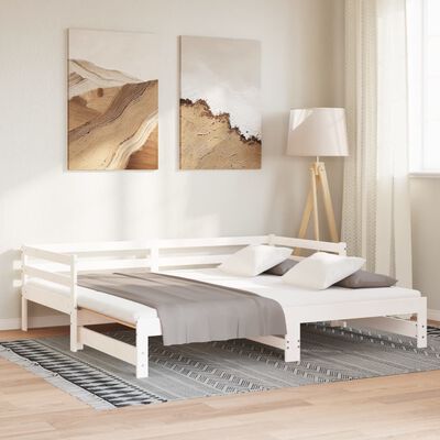 vidaXL Lit coulissant blanc bois de pin massif 2x(90x200) cm