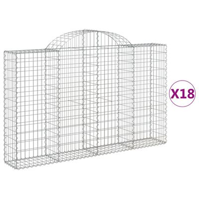 vidaXL Paniers à gabions arqués 18 pcs 200x30x120/140 cm Fer galvanisé