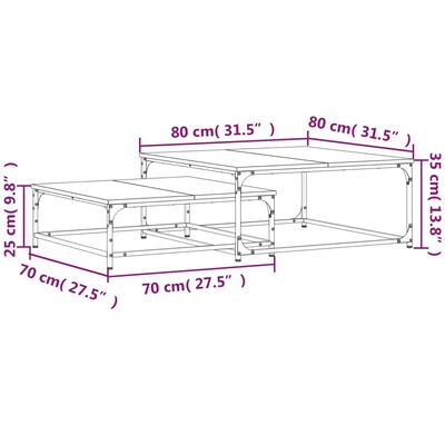 vidaXL Tables basses gigognes 2 pcs chêne marron bois d'ingénierie