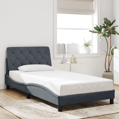 vidaXL Cadre de lit sans matelas gris foncé 100x200 cm velours