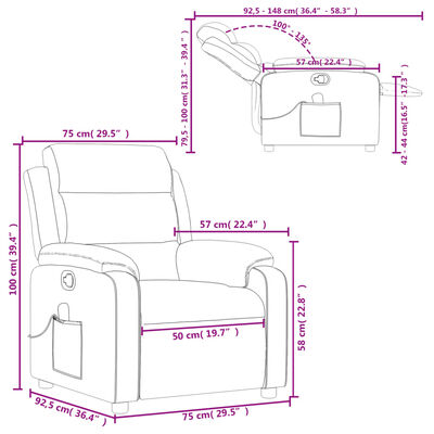 vidaXL Fauteuil de massage inclinable Gris Similicuir