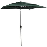 vidaXL Parasol à 3 niveaux avec mât en aluminium Vert 2x2 m