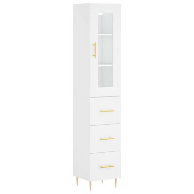 vidaXL Buffet haut Blanc 34,5x34x180 cm Bois d'ingénierie