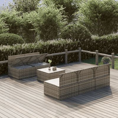 vidaXL Salon de jardin 6 pcs avec coussins Gris Résine tressée