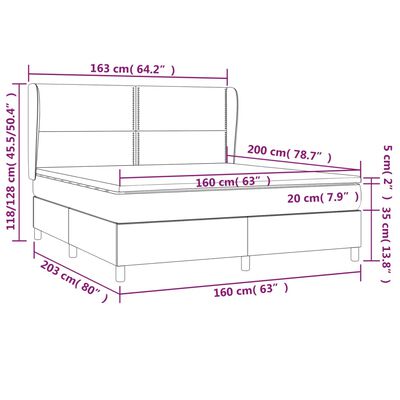 vidaXL Sommier à lattes de lit et matelas Gris foncé 160x200cm Velours