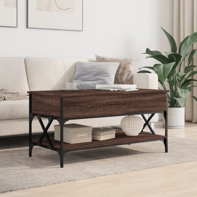 vidaXL Table basse chêne marron 100x50x50cm bois d'ingénierie et métal