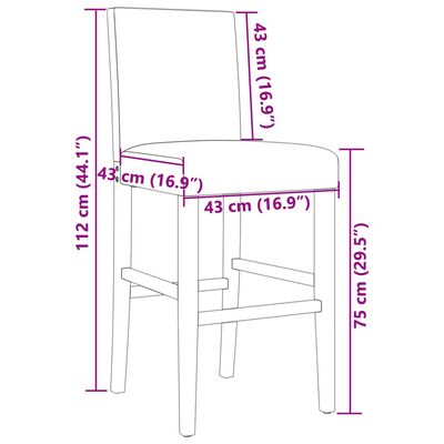 vidaXL Chaises de bar lot de 2 bois massif d'hévéa et tissu