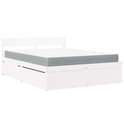 vidaXL Lit avec tiroirs et matelas blanc 140x200 cm bois massif de pin