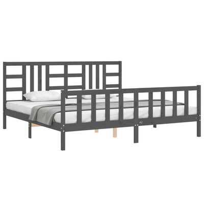 vidaXL Cadre de lit sans matelas gris 200x200 cm bois massif de pin