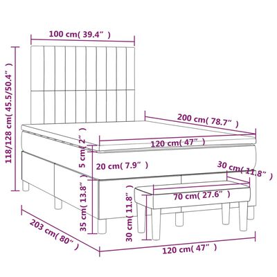 vidaXL Sommier à lattes de lit et matelas Bleu foncé 120x200cm Velours