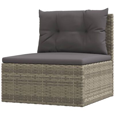 vidaXL Salon de jardin 9 pcs avec coussins Gris Résine tressée