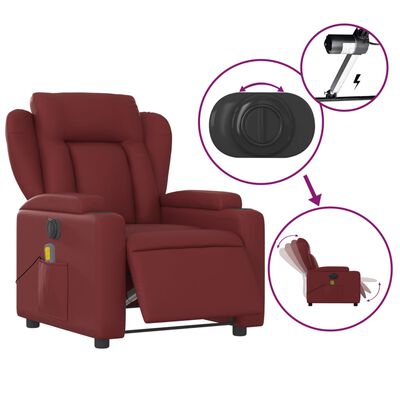 vidaXL Fauteuil de massage inclinable électrique rouge bordeaux