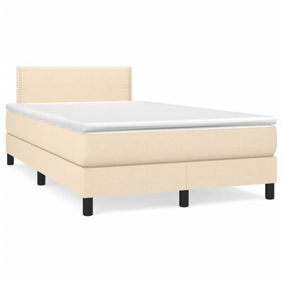 vidaXL Sommier à lattes de lit matelas et LED crème 120x190 cm tissu