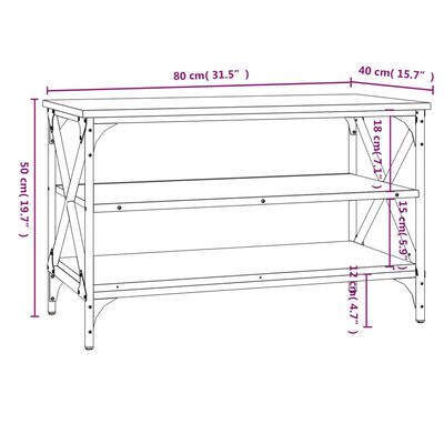 vidaXL Meuble TV Chêne fumé 80x40x50 cm Bois d'ingénierie