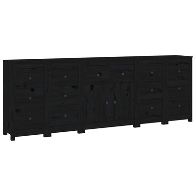 vidaXL Buffet Noir 230x35x80 cm Bois massif de pin