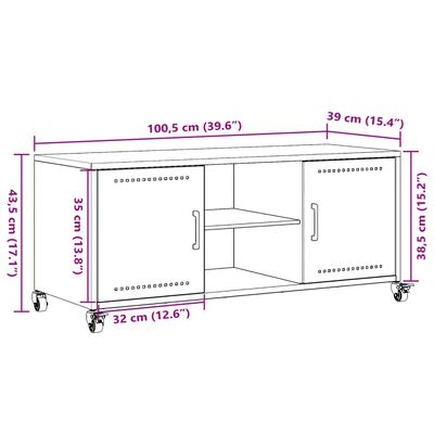 vidaXL Meuble TV rose 100,5x39x43,5 cm acier