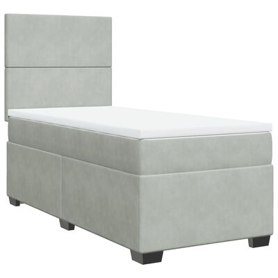 vidaXL Sommier à lattes de lit et matelas Gris clair 90x200 cm Velours