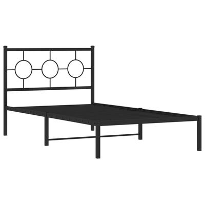 vidaXL Cadre de lit métal sans matelas avec tête de lit noir 100x190cm