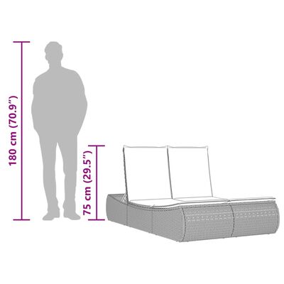 vidaXL Chaise longue double avec coussins gris clair résine tressée