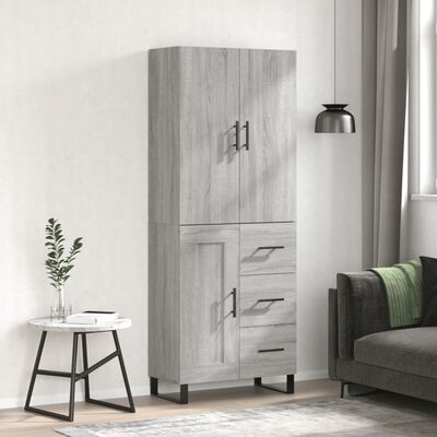 vidaXL Buffet haut Sonoma gris 69,5x34x180 cm Bois d'ingénierie