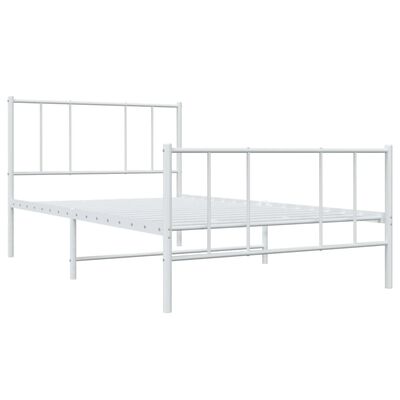 vidaXL Cadre de lit métal sans matelas et pied de lit blanc 100x190 cm