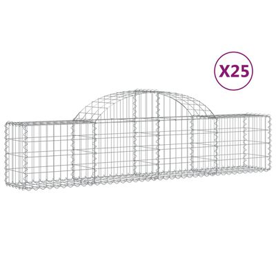 vidaXL Paniers à gabions arqués 25 pcs 200x30x40/60 cm Fer galvanisé