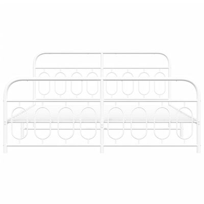 vidaXL Cadre de lit métal sans matelas et pied de lit blanc 183x213 cm