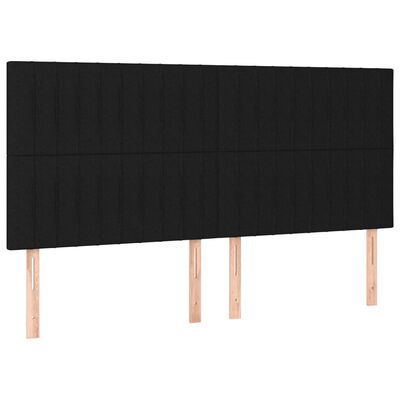 vidaXL Sommier à lattes de lit avec matelas Noir 200x200 cm Tissu