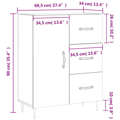 vidaXL Buffet blanc 69,5x34x90 cm bois d'ingénierie