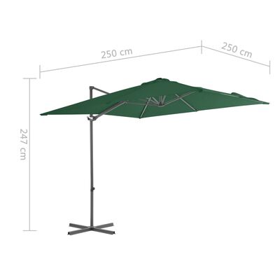 vidaXL Parasol de jardin en porte-à-faux avec mât en acier vert