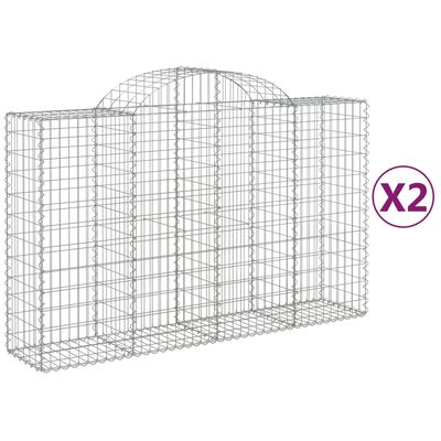 vidaXL Paniers à gabions arqués 2 pcs 200x50x120/140 cm Fer galvanisé