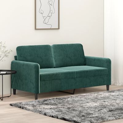 vidaXL Canapé à 2 places Vert foncé 140 cm Velours