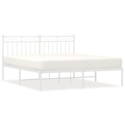 vidaXL Cadre de lit métal sans matelas et tête de lit blanc 150x200 cm