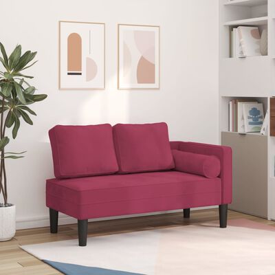 vidaXL Chaise longue avec coussins rouge bordeaux velours