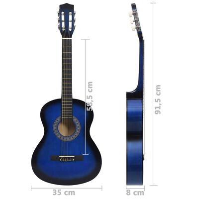 vidaXL Guitare classique avec sac pour débutants Bleu 3/4 36"