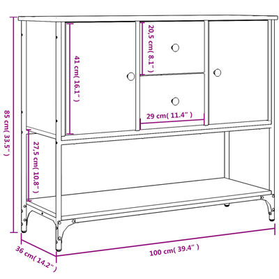 vidaXL Buffet noir 100x36x85 cm bois d'ingénierie