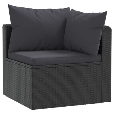 vidaXL Salon de jardin 7 pcs avec coussins Résine tressée Noir