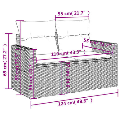 vidaXL Salon de jardin avec coussins 13 pcs gris résine tressée