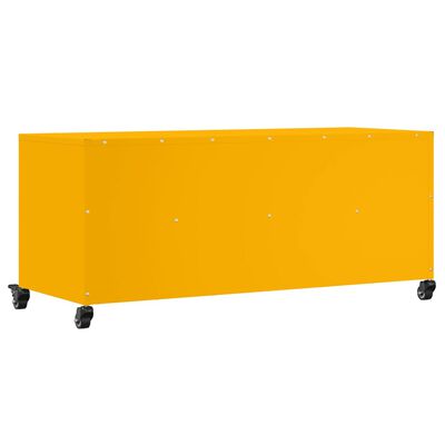 vidaXL Meuble TV jaune moutarde 100,5x39x43,5 cm acier