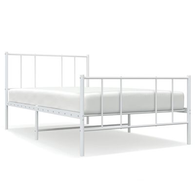 vidaXL Cadre de lit métal sans matelas et pied de lit blanc 100x190 cm