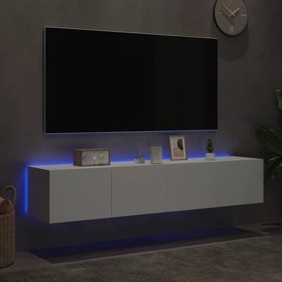 vidaXL Meubles TV muraux avec lumières LED 2 pcs blanc 80x35x31 cm