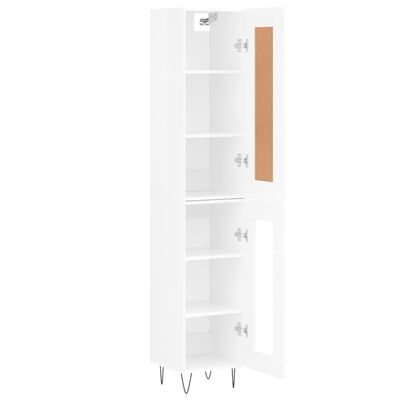 vidaXL Buffet haut Blanc brillant 34,5x34x180 cm Bois d'ingénierie