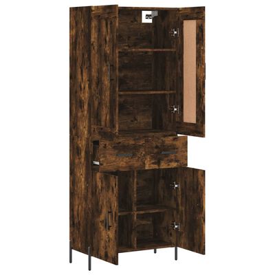 vidaXL Buffet haut Chêne fumé 69,5x34x180 cm Bois d'ingénierie