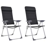 vidaXL Chaise de camping 2 pcs Noir 58x69x111 cm Aluminium