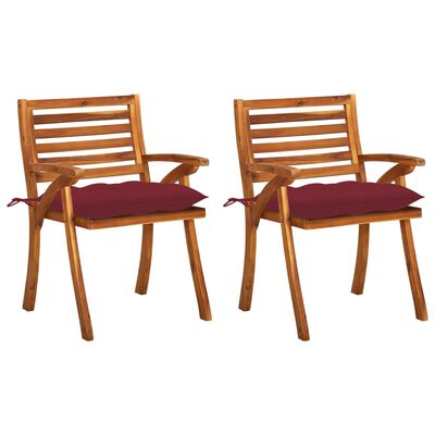 vidaXL Chaises à manger de jardin avec coussins lot de 2 Acacia massif